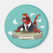 Tyrannosaurus Rex Boss sitzt an einem Schreibtisch Magnet (Vorne)