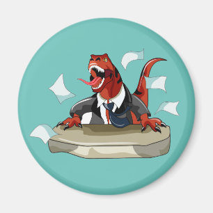 Tyrannosaurus Rex Boss sitzt an einem Schreibtisch Magnet