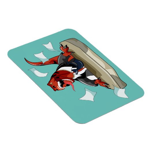 Tyrannosaurus Rex Boss sitzt an einem Schreibtisch Magnet (Rechte Seite)