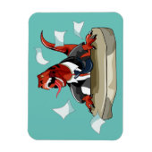 Tyrannosaurus Rex Boss sitzt an einem Schreibtisch Magnet (Vertikal)