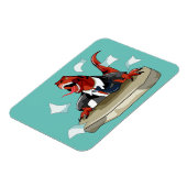 Tyrannosaurus Rex Boss sitzt an einem Schreibtisch Magnet (Linke Seite)