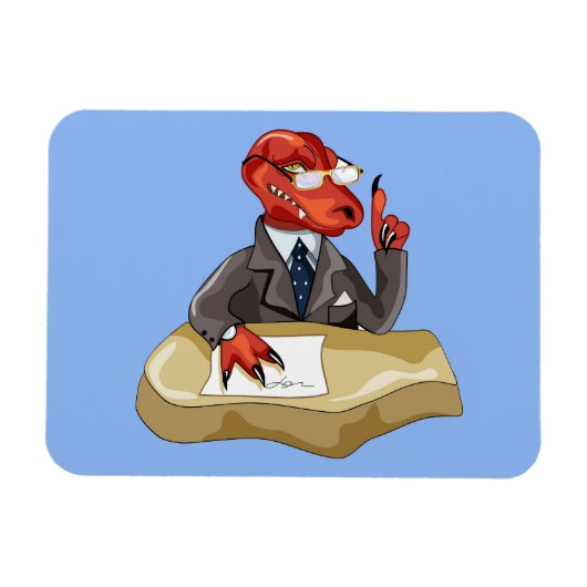 Tyrannosaurus Rex Boss sitzt an einem Schreibtisch Magnet (Horizontal)