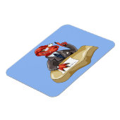 Tyrannosaurus Rex Boss sitzt an einem Schreibtisch Magnet (Linke Seite)