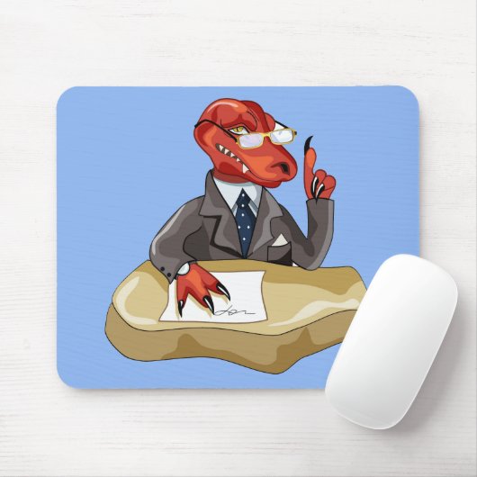 Tyrannosaurus Rex Boss sitzt an einem Schreibtisch Mousepad (Mit Mouse)