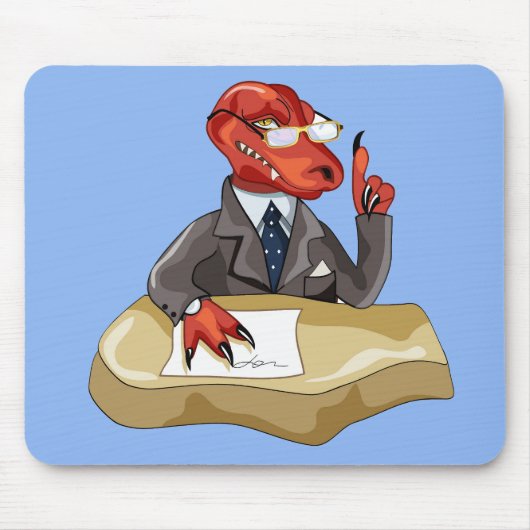Tyrannosaurus Rex Boss sitzt an einem Schreibtisch Mousepad (Vorne)