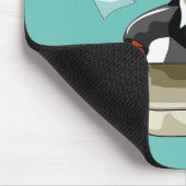 Tyrannosaurus Rex Boss sitzt an einem Schreibtisch Mousepad (Ecke)