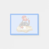 Tyrannosaurus Rex Boss sitzt an einem Schreibtisch Post-it Klebezettel (Vorderseite)