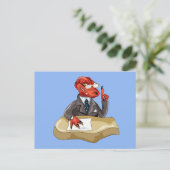 Tyrannosaurus Rex Boss sitzt an einem Schreibtisch Postkarte (Stehend Vorderseite)