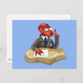 Tyrannosaurus Rex Boss sitzt an einem Schreibtisch Postkarte (Vorne/Hinten)