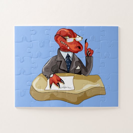 Tyrannosaurus Rex Boss sitzt an einem Schreibtisch Puzzle (Horizontal)