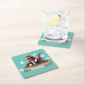 Tyrannosaurus Rex Boss sitzt an einem Schreibtisch Rechteckiger Pappuntersetzer (Vor Ort)