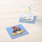 Tyrannosaurus Rex Boss sitzt an einem Schreibtisch Rechteckiger Pappuntersetzer (Vor Ort)