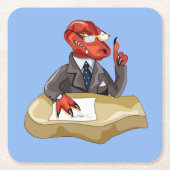 Tyrannosaurus Rex Boss sitzt an einem Schreibtisch Rechteckiger Pappuntersetzer (Vorderseite)