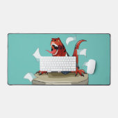 Tyrannosaurus Rex Boss sitzt an einem Schreibtisch Schreibtischunterlage (Tastatur & Maus)