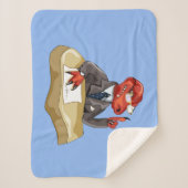 Tyrannosaurus Rex Boss sitzt an einem Schreibtisch Sherpadecke (Vorderseite)