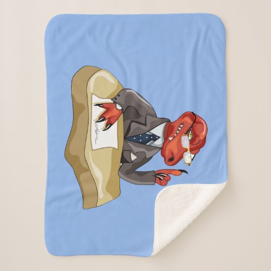 Tyrannosaurus Rex Boss sitzt an einem Schreibtisch Sherpadecke (Vorderseite)