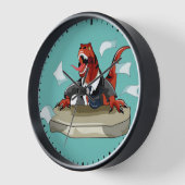 Tyrannosaurus Rex Boss sitzt an einem Schreibtisch Uhr (Winkel)