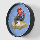 Tyrannosaurus Rex Boss sitzt an einem Schreibtisch Uhr (Winkel)