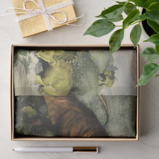 Tyrannosaurus rex, das gegen Styracosaurus kämpft Seidenpapier (Geschenk)