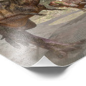 Tyrannosaurus-Rex, der vor einem Triceratops-Angri Fotodruck (Ecke)