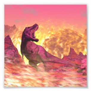 Tyrannosaurus rex, der wegen Meteorit stirbt Fotodruck