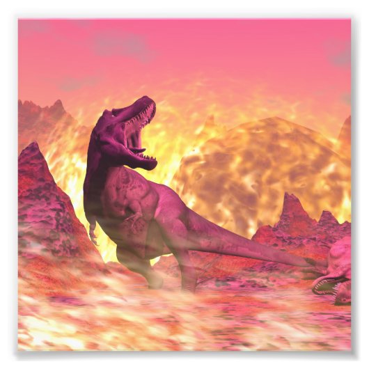 Tyrannosaurus rex, der wegen Meteorit stirbt Fotodruck (Vorne)