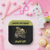 Tyrannosaurus Rex Dinosaur Motorrad Geburtstag Pappteller (Party)