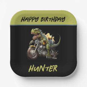 Tyrannosaurus Rex Dinosaur Motorrad Geburtstag Pappteller