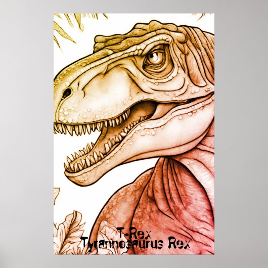 Tyrannosaurus Rex Dinosaur on Bedroom Wall Poster (Vorne)