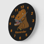 Tyrannosaurus Rex Dinosaur Personalized Name Clock Große Wanduhr (Winkel)