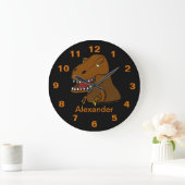 Tyrannosaurus Rex Dinosaur Personalized Name Clock Große Wanduhr (Zuhause)