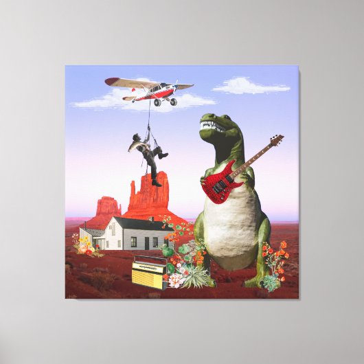 Tyrannosaurus Rex Dinosaur Rock & Roll Wall Art Leinwanddruck (Vorderseite)