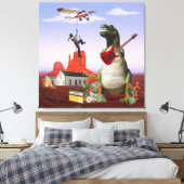 Tyrannosaurus Rex Dinosaur Rock & Roll Wall Art Leinwanddruck (Insitu (Schlafzimmer))