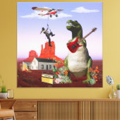 Tyrannosaurus Rex Dinosaur Rock & Roll Wall Art Leinwanddruck (Insitu (Wohnzimmer))