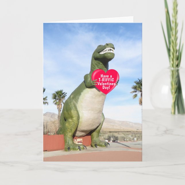 Tyrannosaurus Rex Dinosaur Valentine Feiertagskarte (Vorderseite)