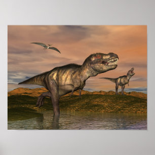 Tyrannosaurus rex dinosaurier - 3D-Darstellung Poster
