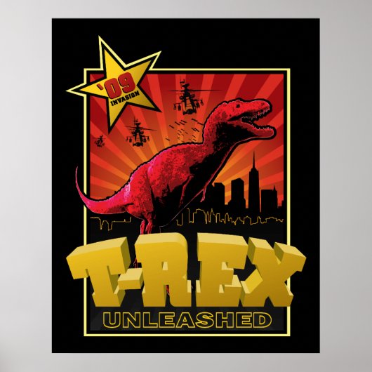 Tyrannosaurus Rex Dinosaurier Invasion Poster (Vorne)