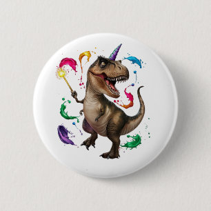 Tyrannosaurus Rex Dinosaurier mit Einhornhorn Button