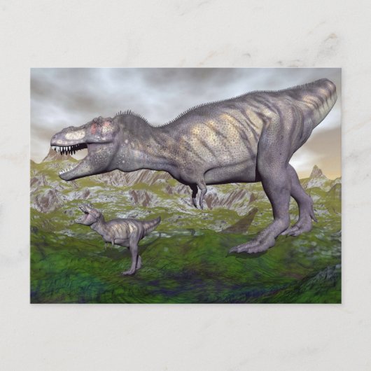 Tyrannosaurus rex dinosaurier mum und baby-3D rend Postkarte (Vorderseite)