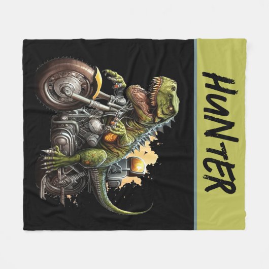 Tyrannosaurus Rex Dinosaurier Reiten auf einem Mot Fleecedecke (Vorderseite (Horizontal))