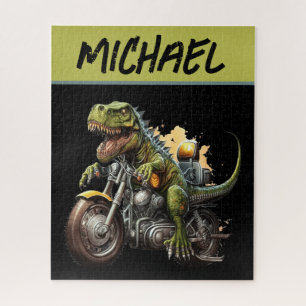 Tyrannosaurus Rex Dinosaurier Reiten auf einem Mot Puzzle