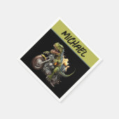 Tyrannosaurus Rex Dinosaurier Reiten auf einem Mot Serviette (Ecke)