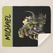 Tyrannosaurus Rex Dinosaurier Reiten auf einem Mot Sherpadecke (Vorderseite (Horizontal))