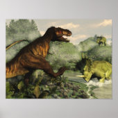 Tyrannosaurus-Rex gegen Styracosaurus Poster (Vorne)