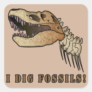 Tyrannosaurus Rex: Ich grabe Fossilien Quadratischer Aufkleber