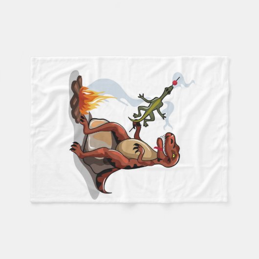 Tyrannosaurus Rex kocht Essen über einem Lagerfeue Fleecedecke (Vorderseite (Horizontal))