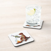 Tyrannosaurus Rex kocht Essen über einem Lagerfeue Getränkeuntersetzer (Rechte Seite)