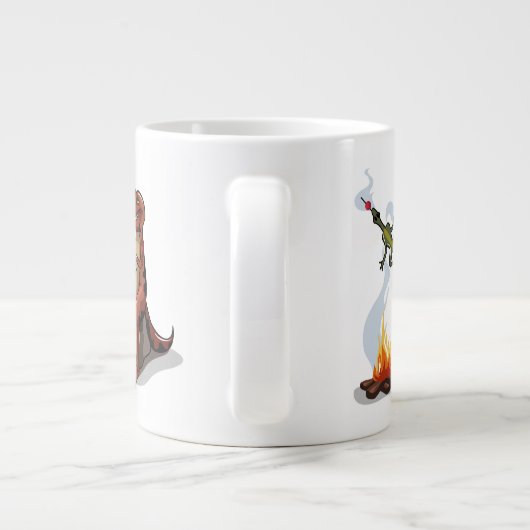 Tyrannosaurus Rex kocht Essen über einem Lagerfeue Jumbo-Tasse (Rückseite)