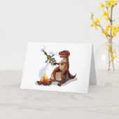 Tyrannosaurus Rex kocht Essen über einem Lagerfeue Karte (Gelbe Blume)