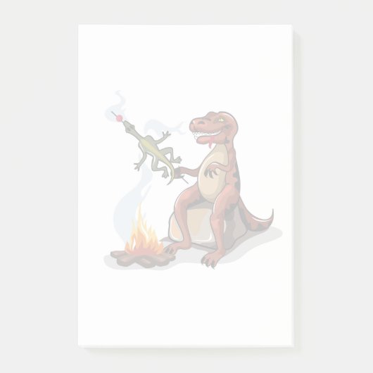 Tyrannosaurus Rex kocht Essen über einem Lagerfeue Post-it Klebezettel (Vorderseite)